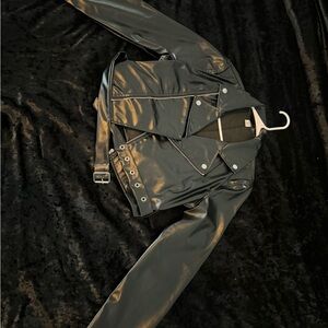 SHEIN Shiny Black Faux Leather Jacket